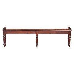 English Mahogany Bench with Turned Legs and Scroll Ends, Circa 1940