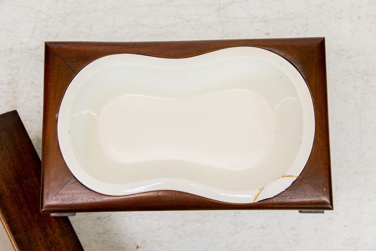 Brass English Mahogany Bidet Table