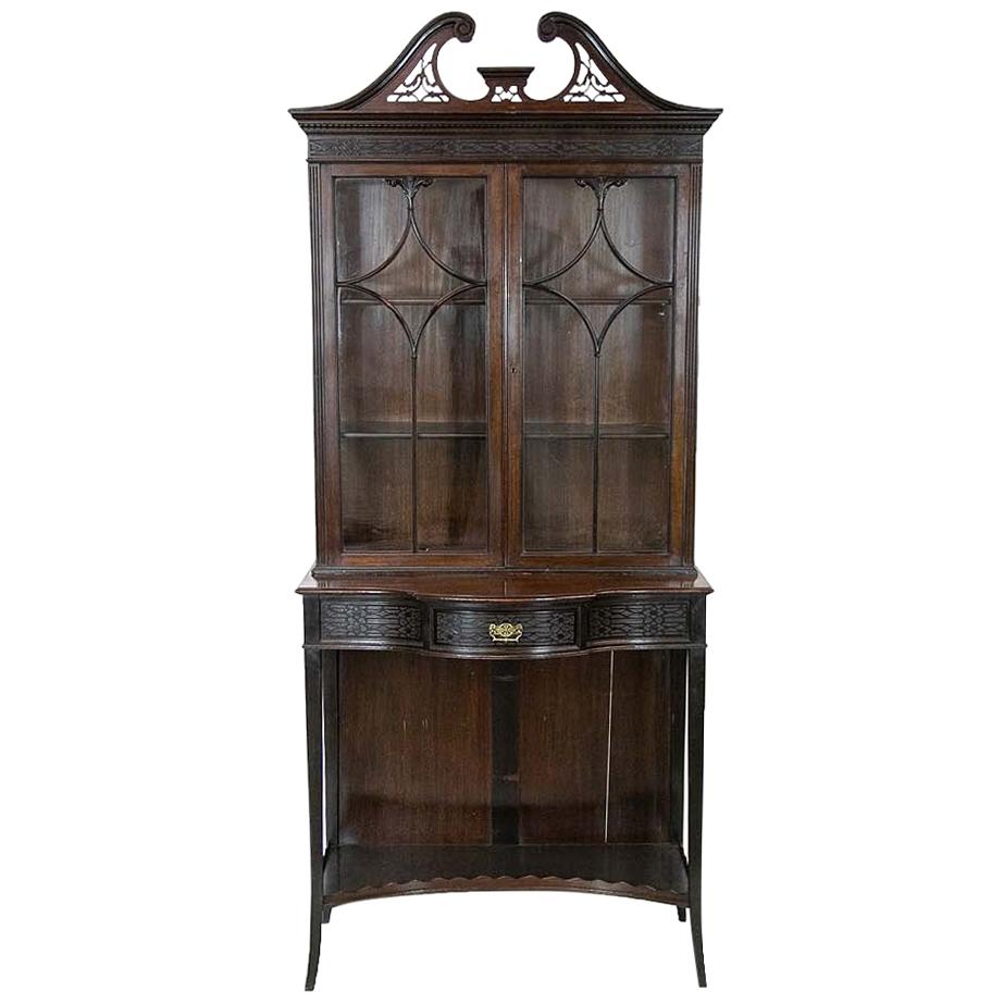 English Mahogany Bookcase on Stand For Sale
