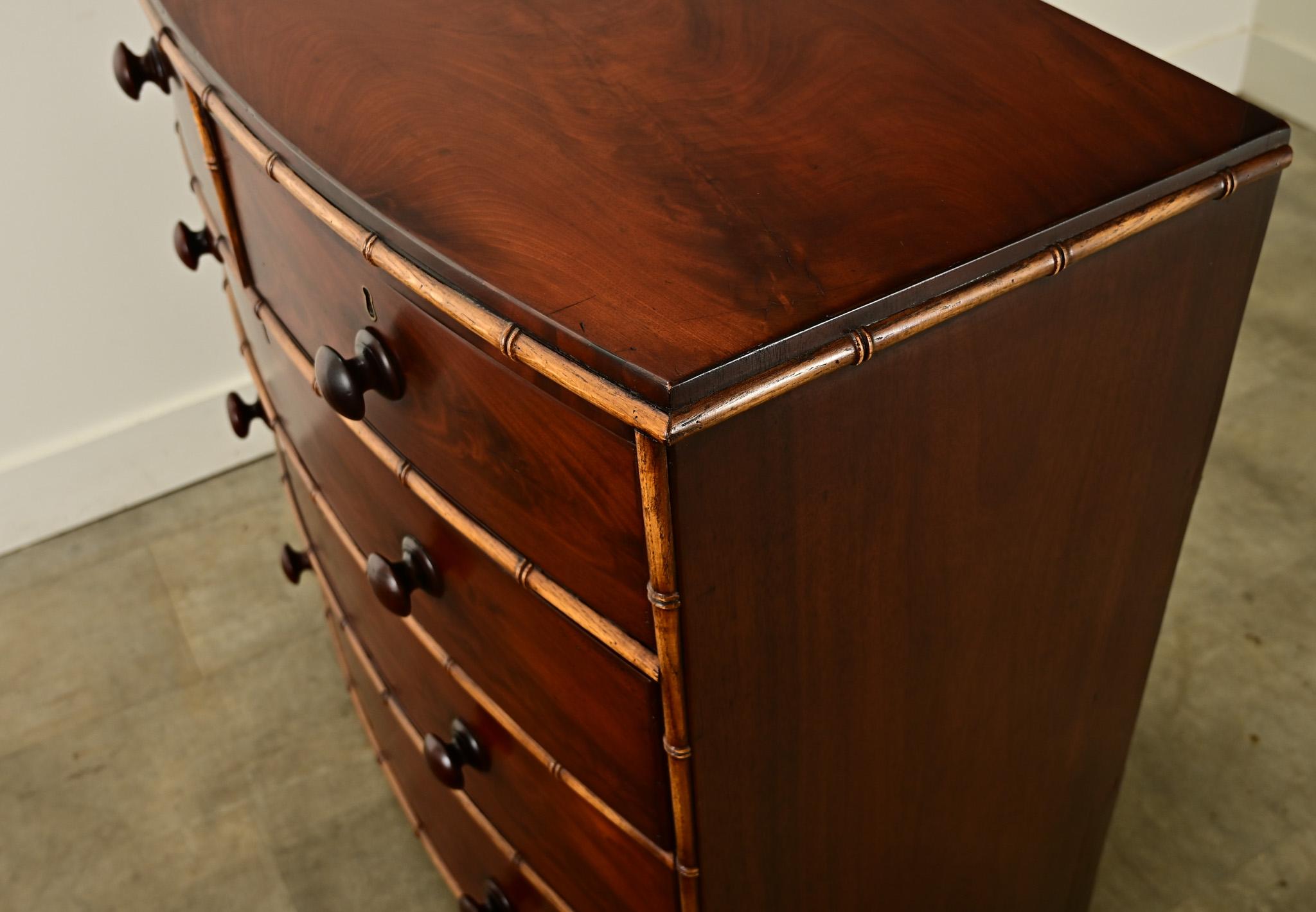 English Mahogany Bow Front Chest 7