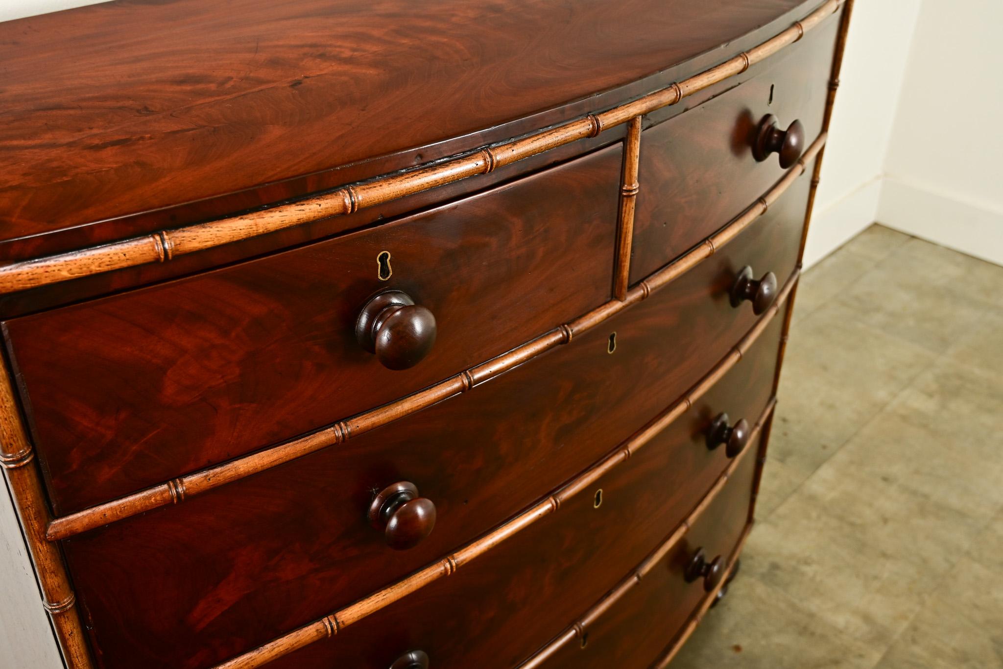 19th Century English Mahogany Bow Front Chest