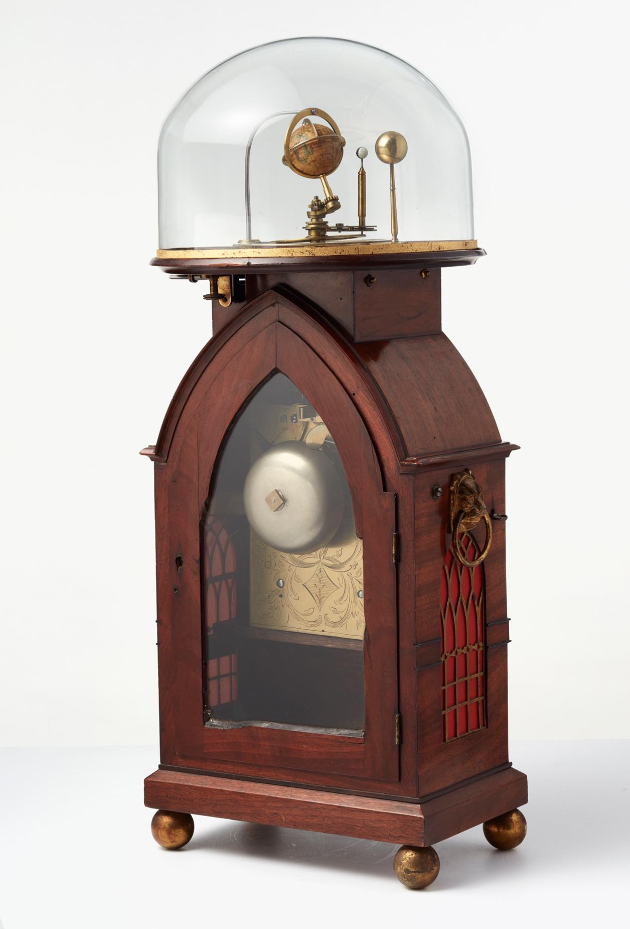 19th Century English mahogany bracket clock with Orrery by Newman & Dolland For Sale