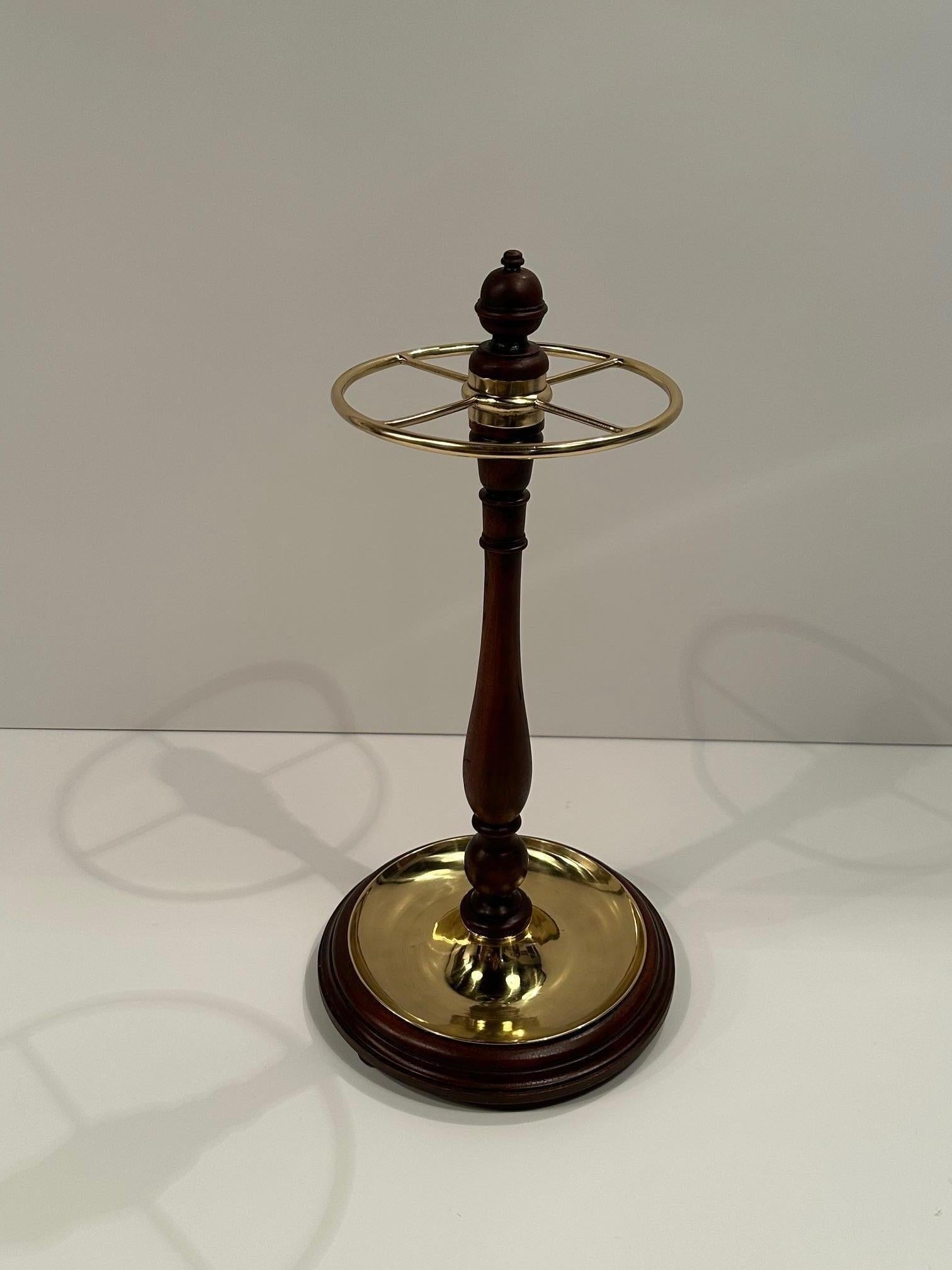 English Mahogany & Brass Antique Umbrella Stand For Sale 5