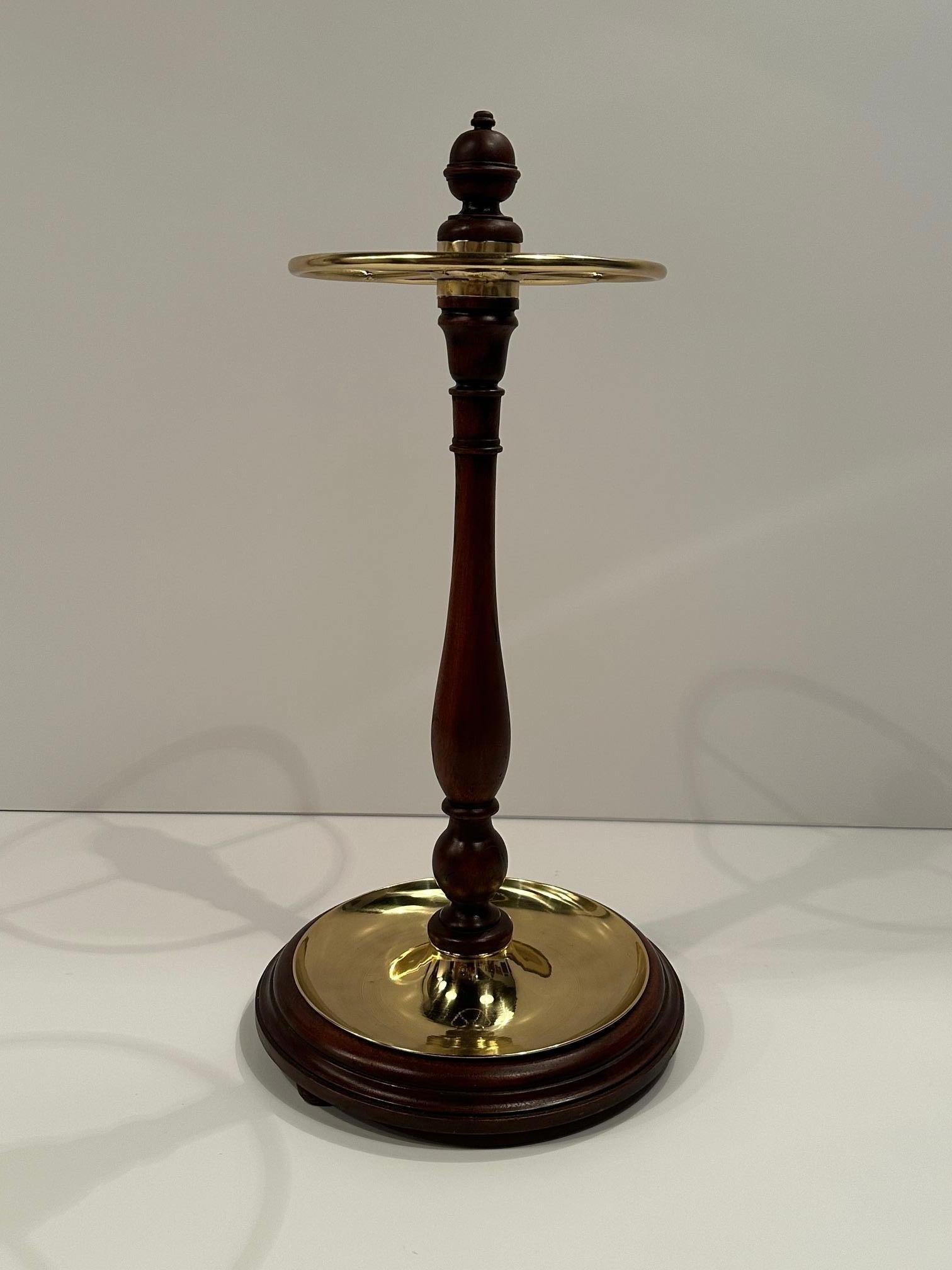 English Mahogany & Brass Antique Umbrella Stand For Sale 6