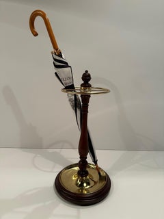 English Mahogany & Brass Antique Umbrella Stand