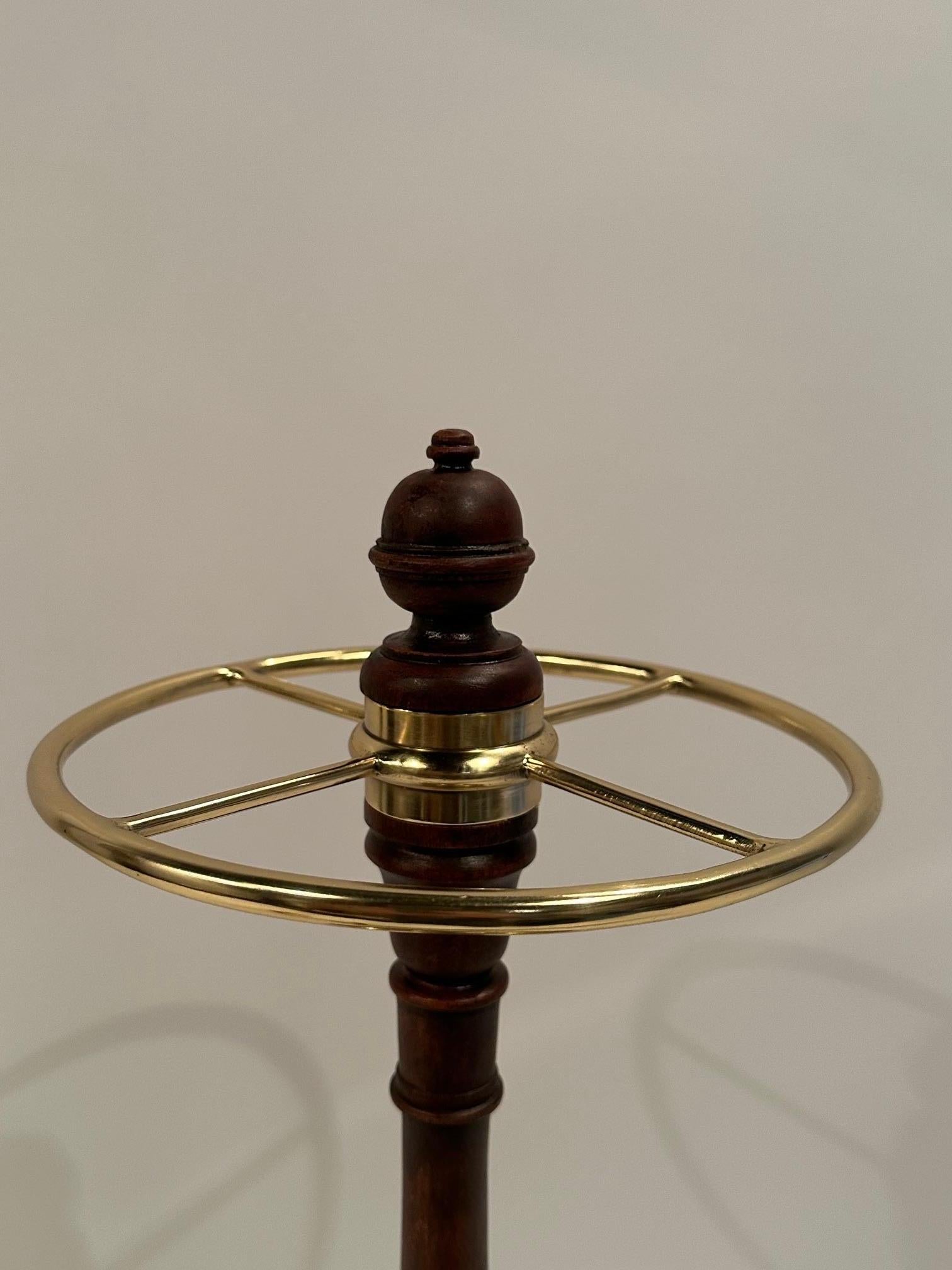 Regency English Mahogany & Brass Antique Umbrella Stand For Sale