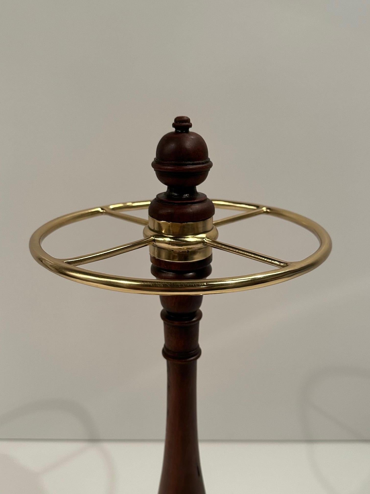 English Mahogany & Brass Antique Umbrella Stand For Sale 3