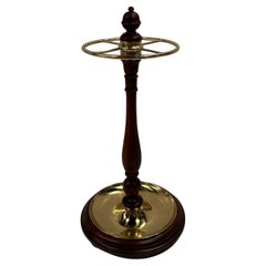 English Mahogany & Brass Antique Umbrella Stand