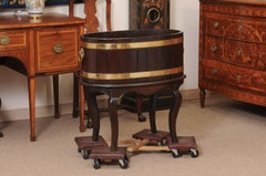 English Mahogany Brass Banded Wine Cooler on Stand, 19th Century