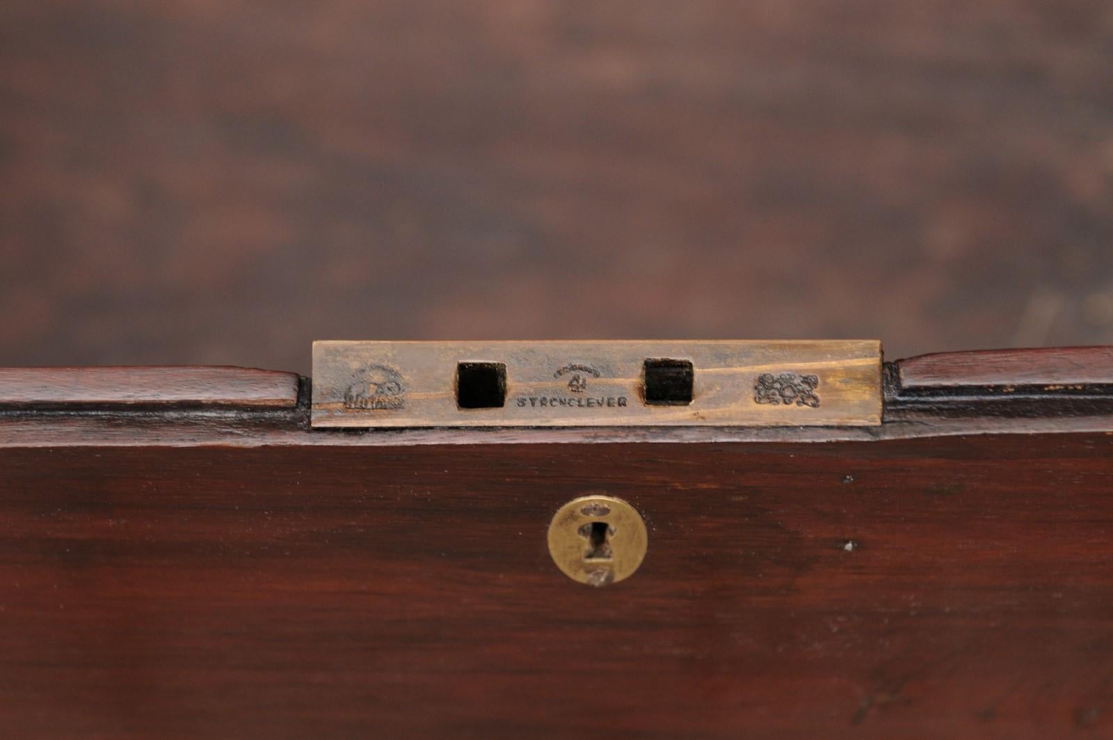 English Mahogany Brass-Bound Campaign Trunk with Lateral Handles, circa 1870 In Good Condition In Atlanta, GA