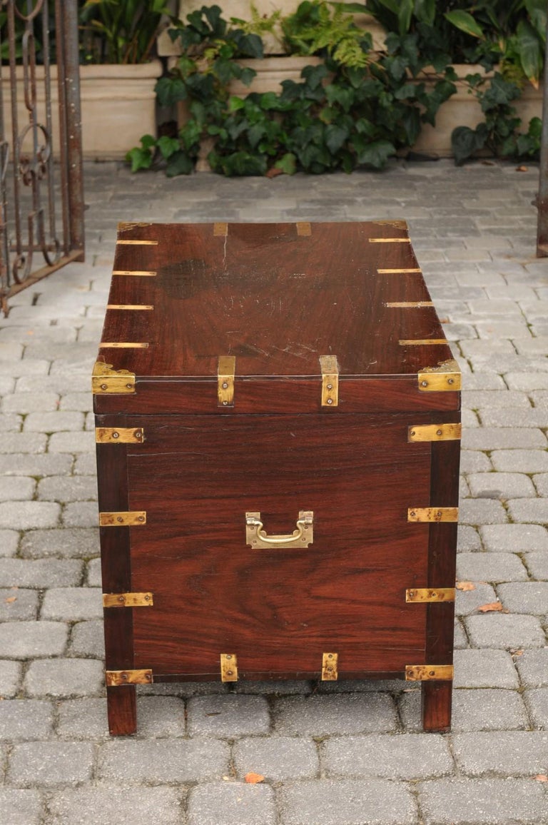 English Mahogany BrassBound Campaign Trunk with Lateral Handles, circa 1870 at 1stDibs