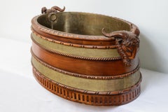 English  Mahogany & Brass Ram Heads Cellarette or Bottle Cooler