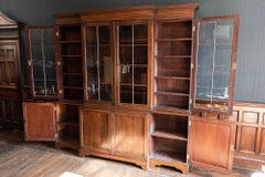 English Mahogany Breakfront Library Bookcase
