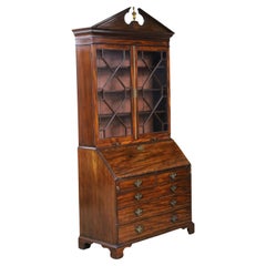 Bibliothèque-bureau anglaise en acajou, 19e siècle