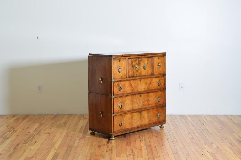 English Mahogany Campaign Captain's Chest, 19th Century at 1stDibs