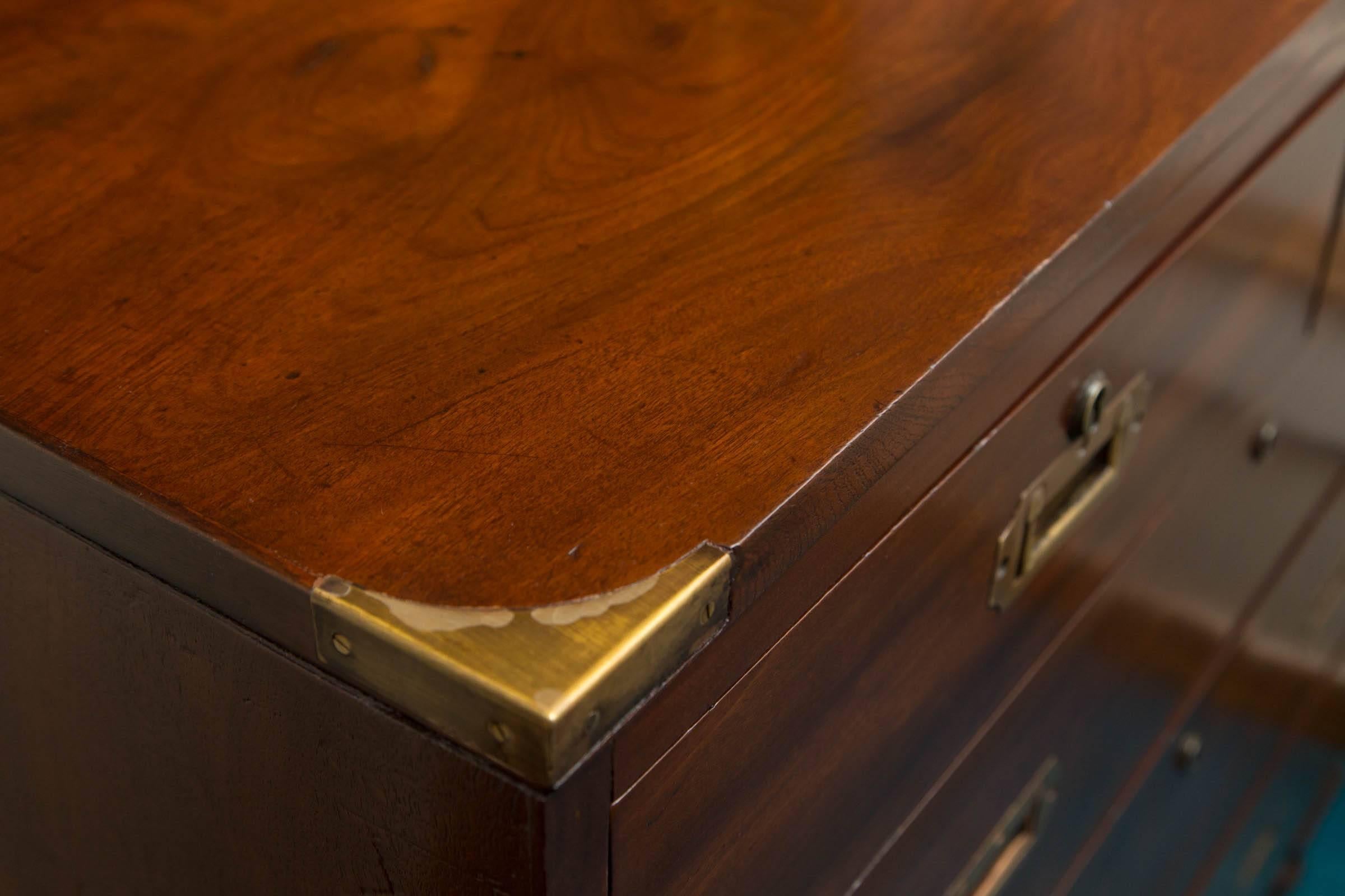 English Mahogany Campaign Chest of Drawers 1