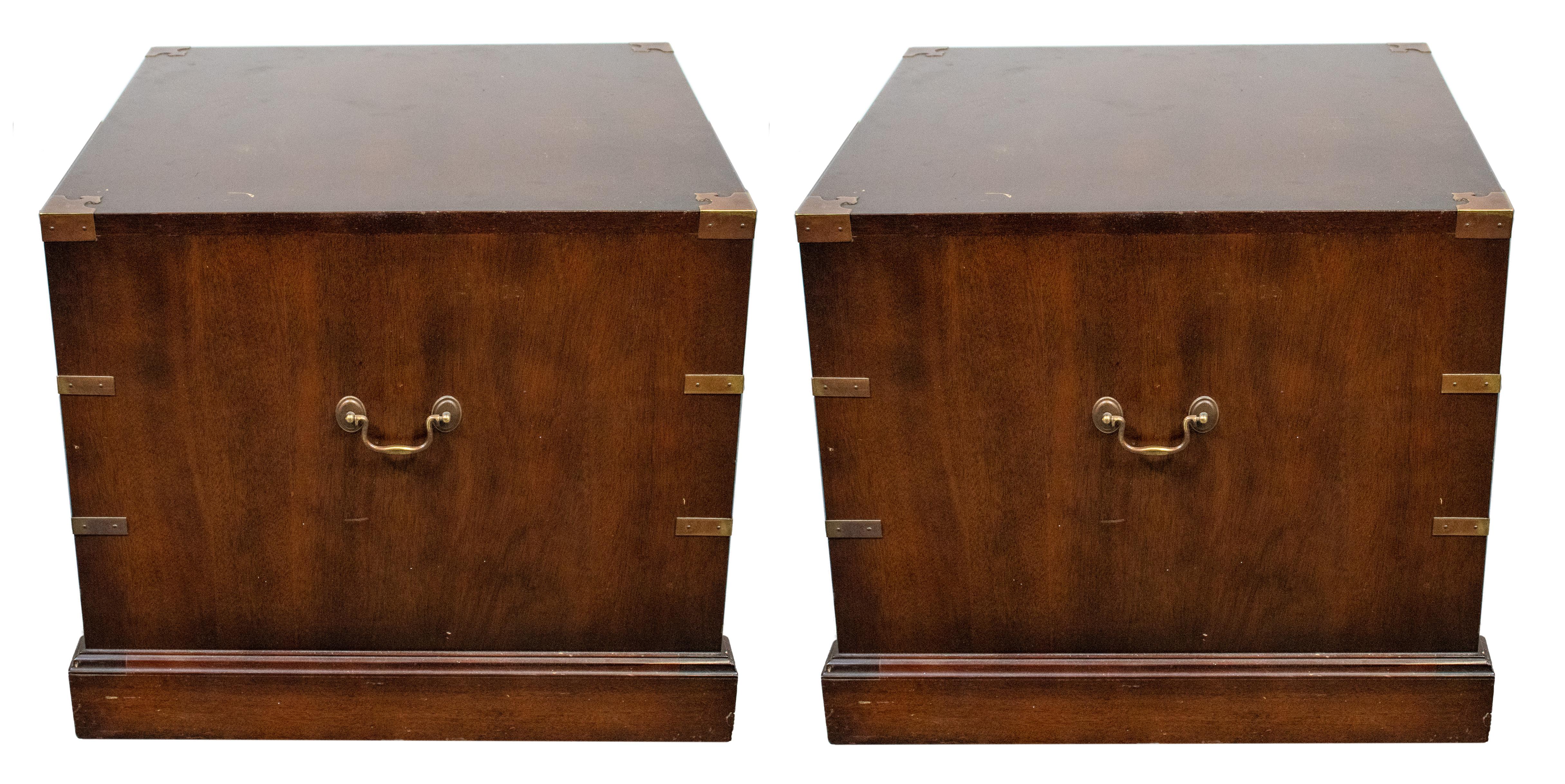 British Colonial English Mahogany Campaign Chest of Drawers, Pair For Sale