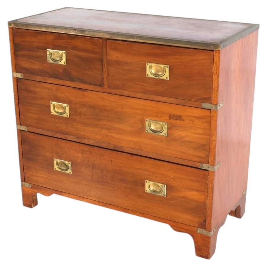 English Mahogany Campaign Chest with Brass Hardware