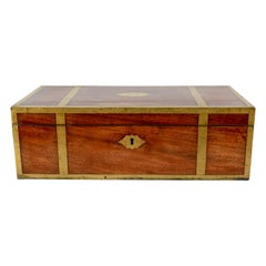 English Mahogany Campaign Style Brass Bound Traveling Desk