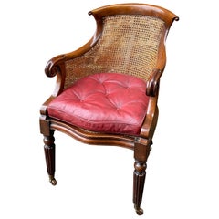 English Mahogany Cane Bergere Chair, circa 1830