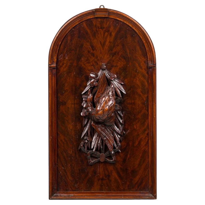 English Mahogany Carved Animal Game Wall Plaque