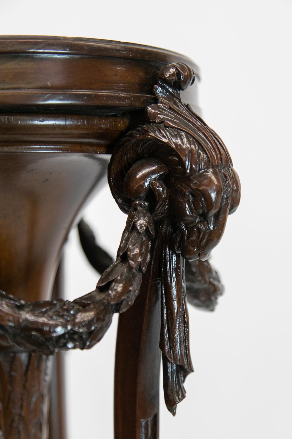 Hand-Carved English Mahogany Carved Fern Stand For Sale