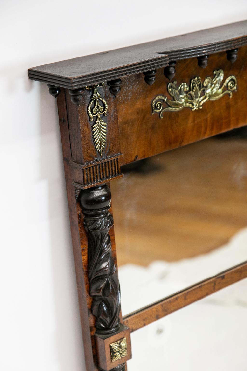 Hand-Carved English Mahogany Carved Regency Mirror For Sale