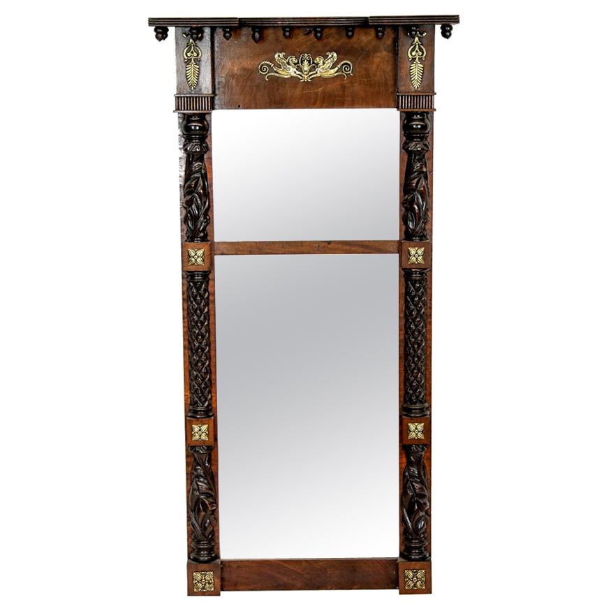 English Mahogany Carved Regency Mirror For Sale
