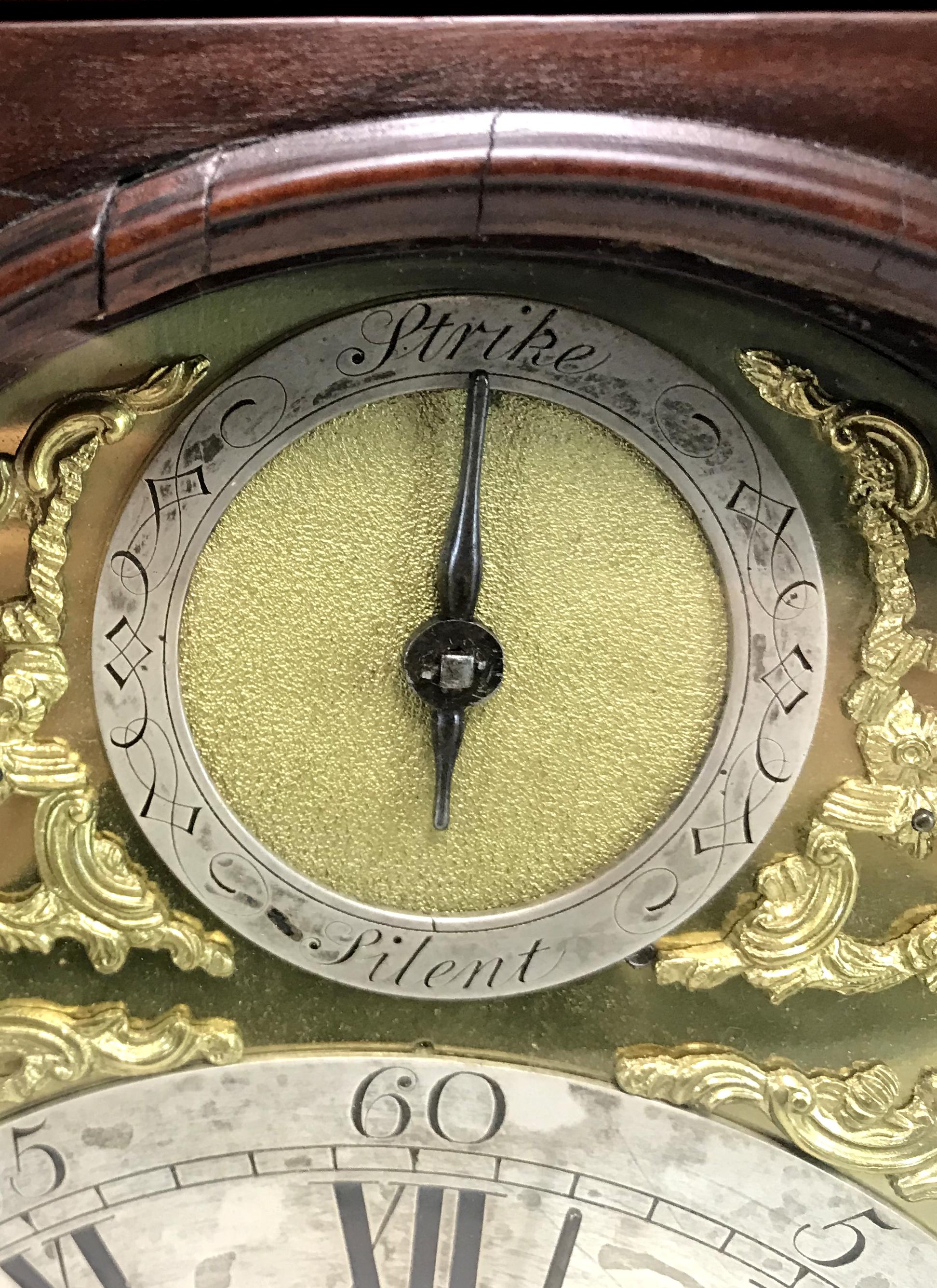 Glazed English Mahogany Case Bracket Clock, James Gibbs London, circa 1740