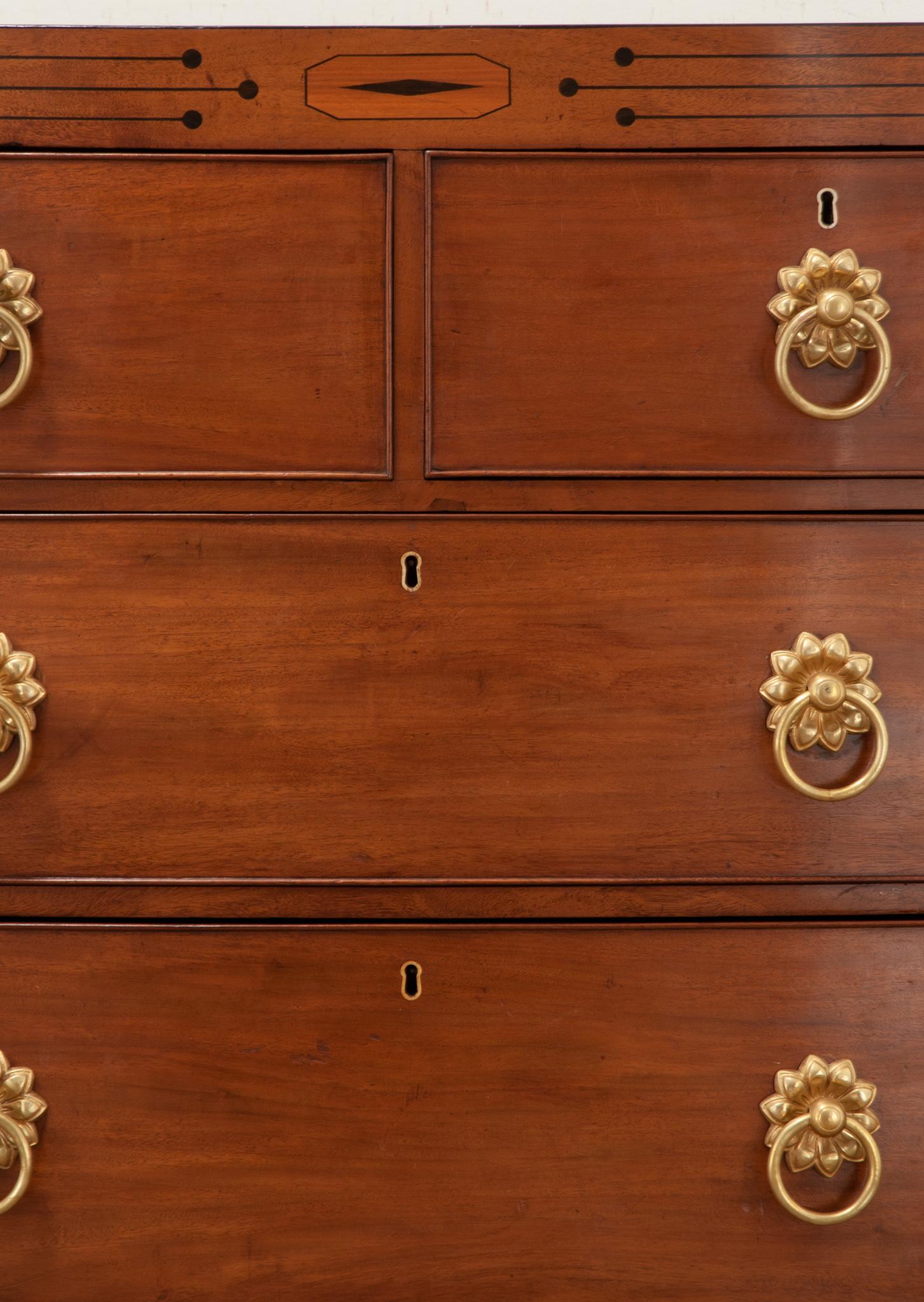 Hand-Carved English Mahogany Chest of Drawers For Sale