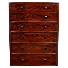 English Mahogany Chest of Drawers Victorian 19th Century Flamed Tall