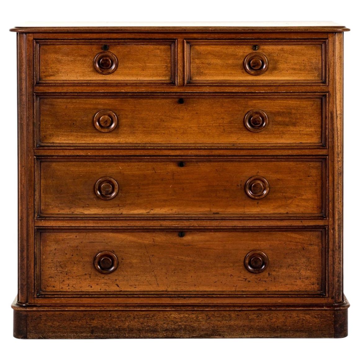 English Mahogany Chest of Drawers with Turned Button Handles