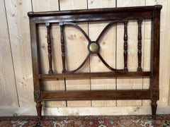 English mahogany child's bed with brass plate