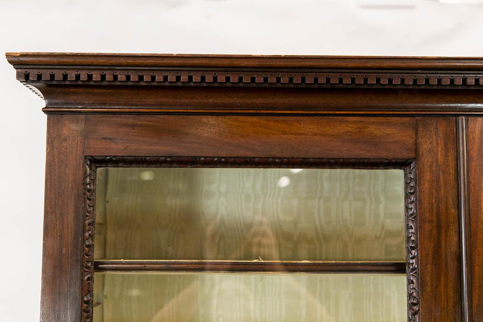 Brass English Mahogany Chippendale Bookcase