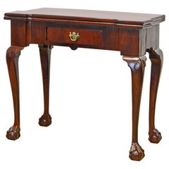 Antique English Mahogany Chippendale Game Table with Claw and Ball Feet, 18th Century