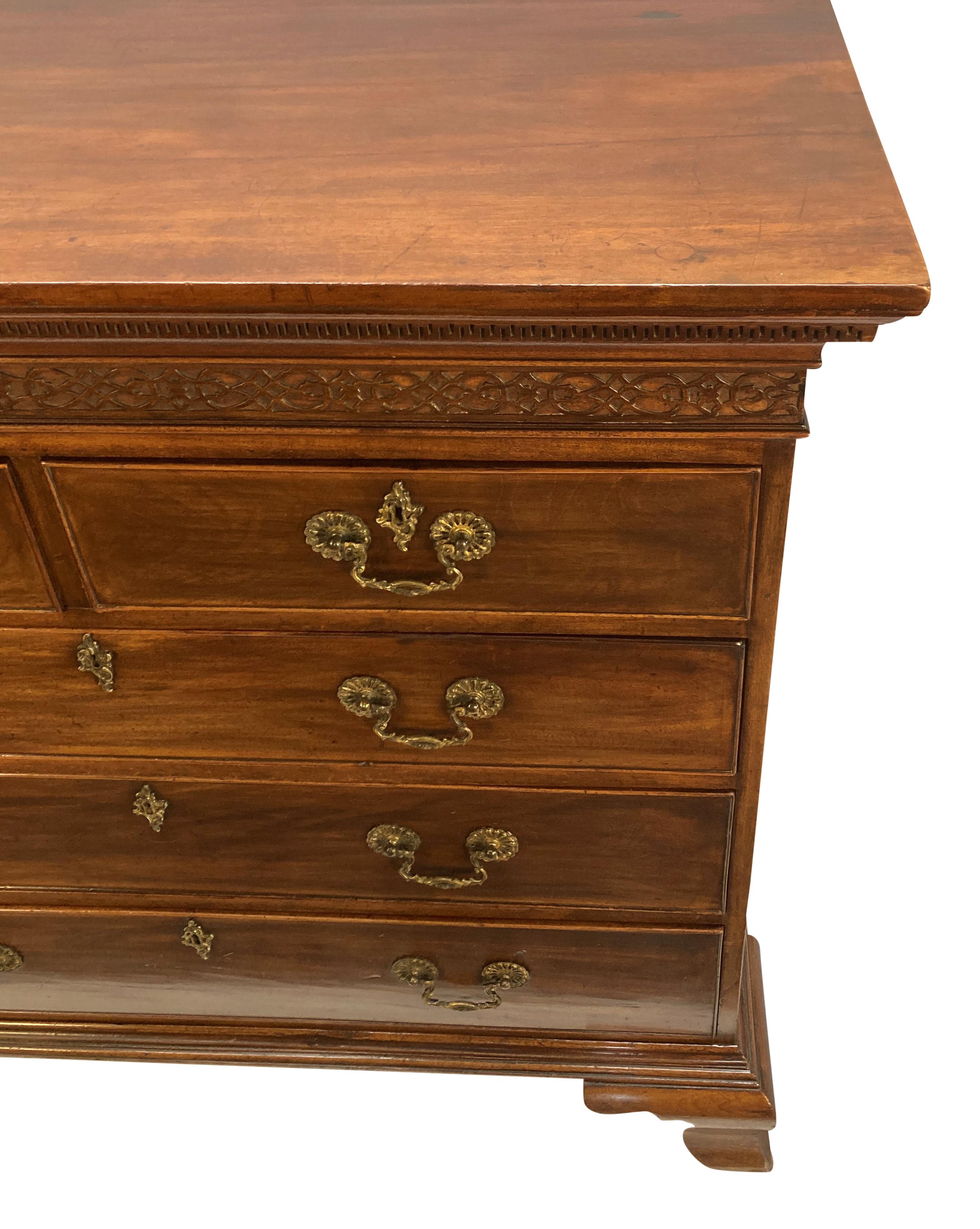English Mahogany Chippendale Style Chest Of Drawers In Good Condition For Sale In Kent, Dover