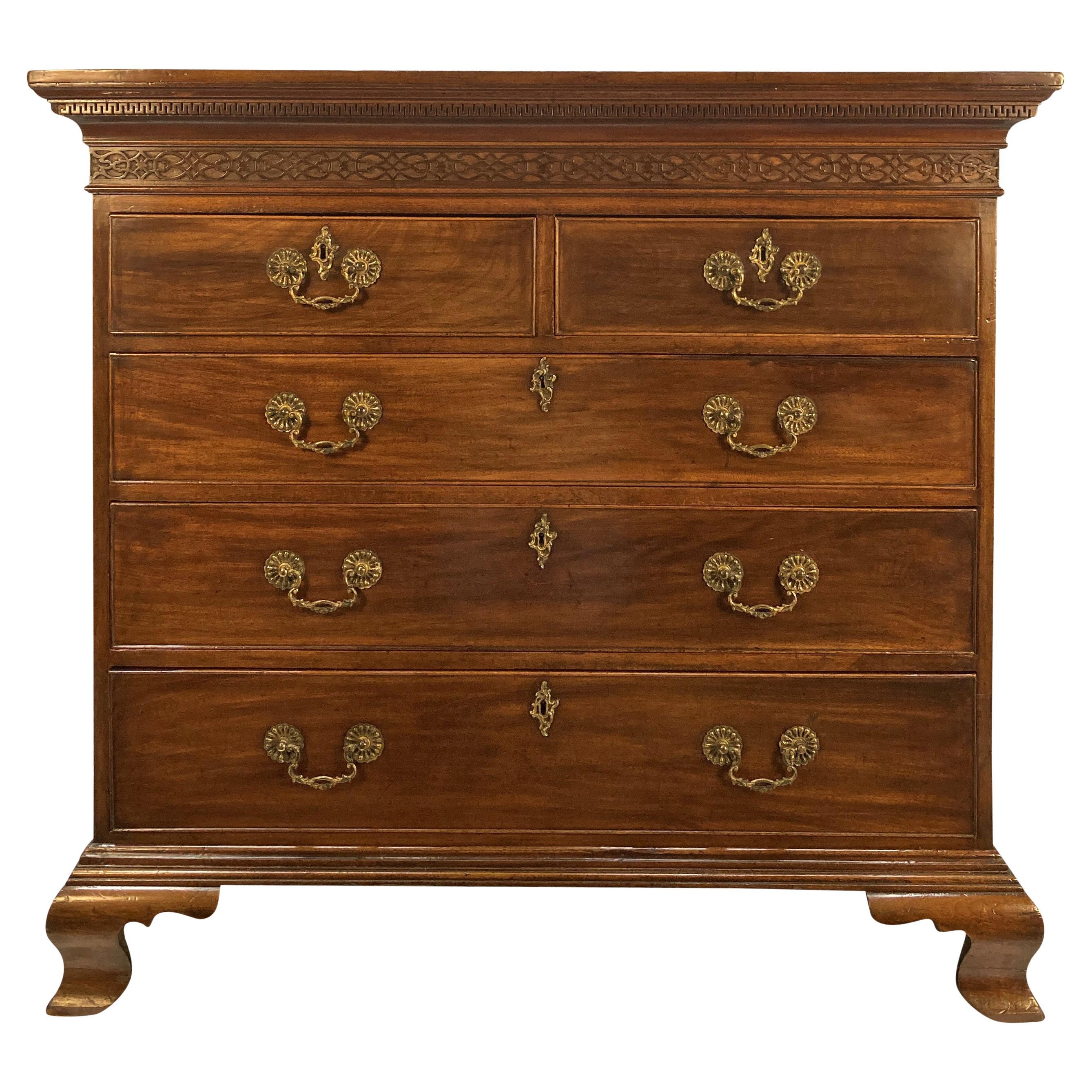 English Mahogany Chippendale Style Chest Of Drawers For Sale