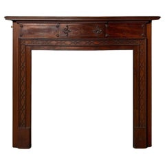 English Mahogany Chippendale Style Fire Mantel