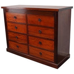 Commode o banca di cassetti in mogano inglese, anni '30