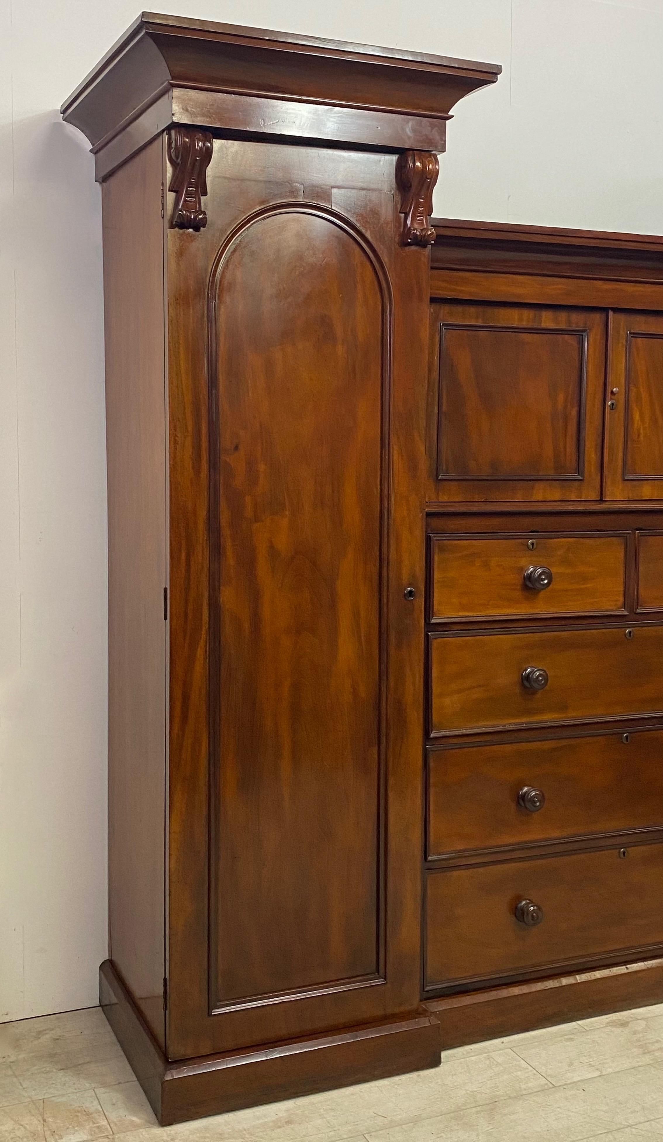 English Mahogany Compactum Gentleman's Wardrobe, 19th Century at