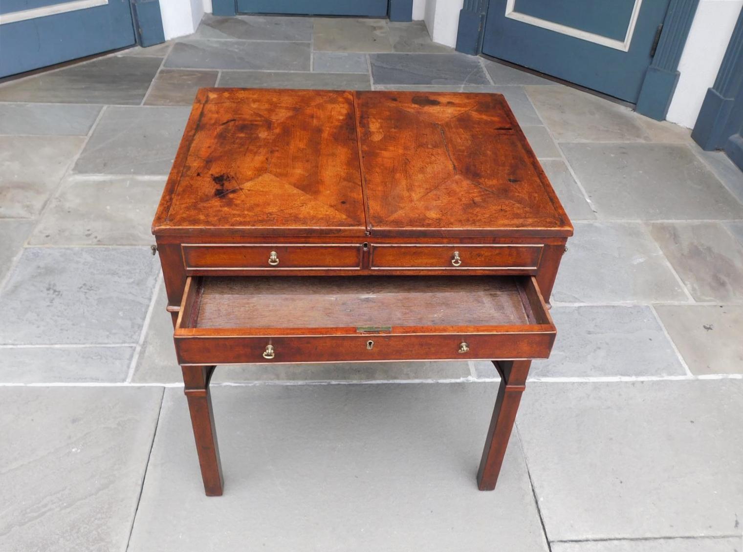 English Mahogany Compartmentalized Lidded Beau Brummel Dressing Table, C. 1790 5
