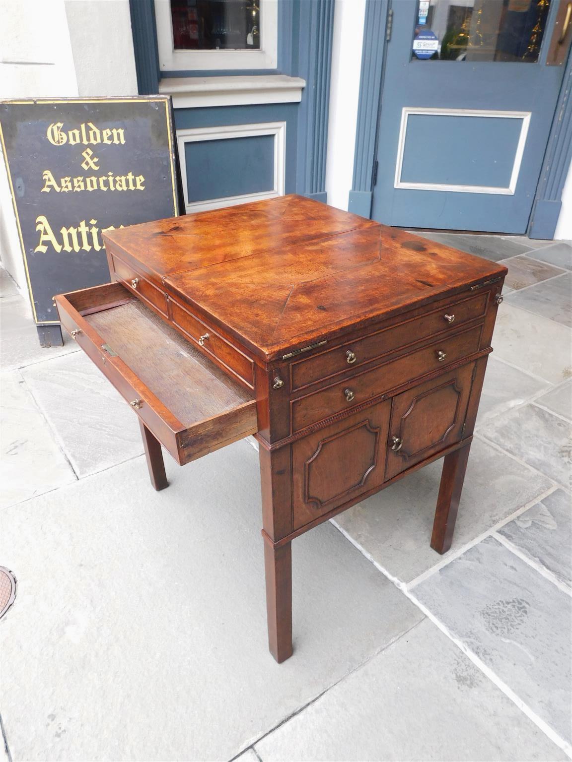 English Mahogany Compartmentalized Lidded Beau Brummel Dressing Table, C. 1790 7