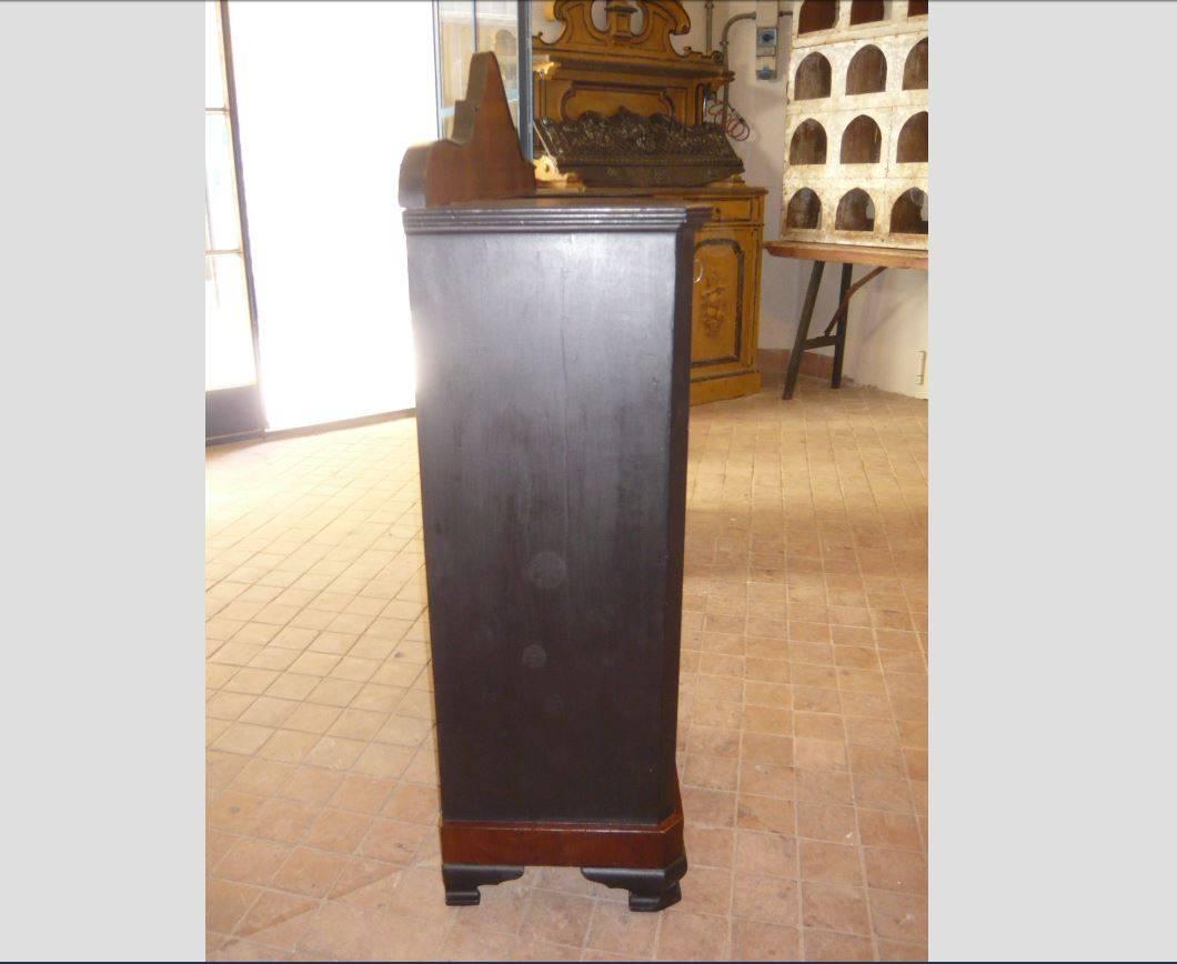 Neoclassical English Mahogany Console with Shutters and Drawers from 1940s