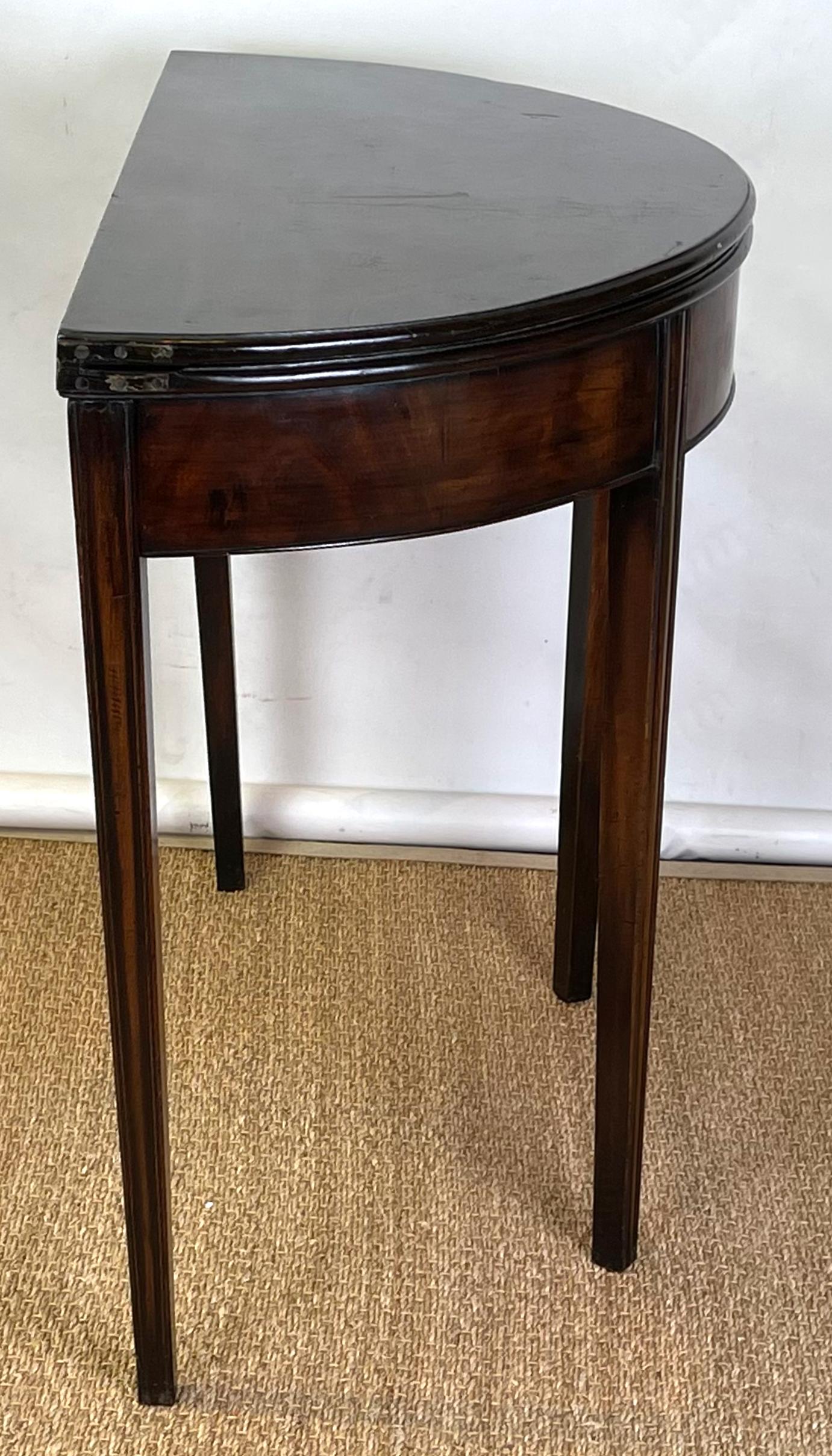Hand-Crafted English Mahogany Demi-Lune Card Table