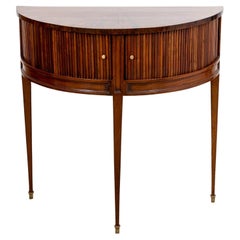 English Mahogany Demi Lune Table with Tambour Doors