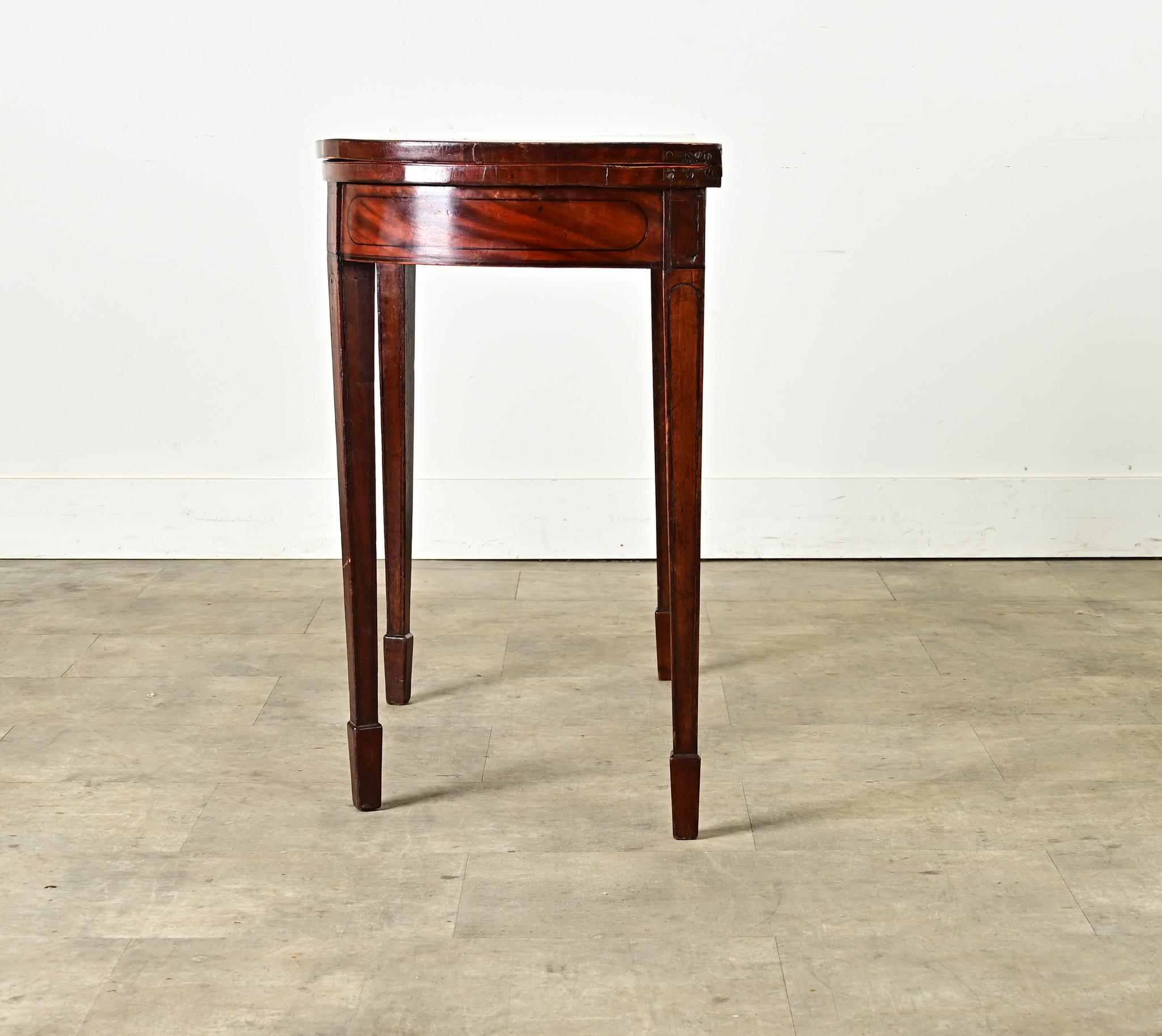 English Mahogany Demilune Console Game Table For Sale 5