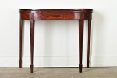 English Mahogany Demilune Console Game Table