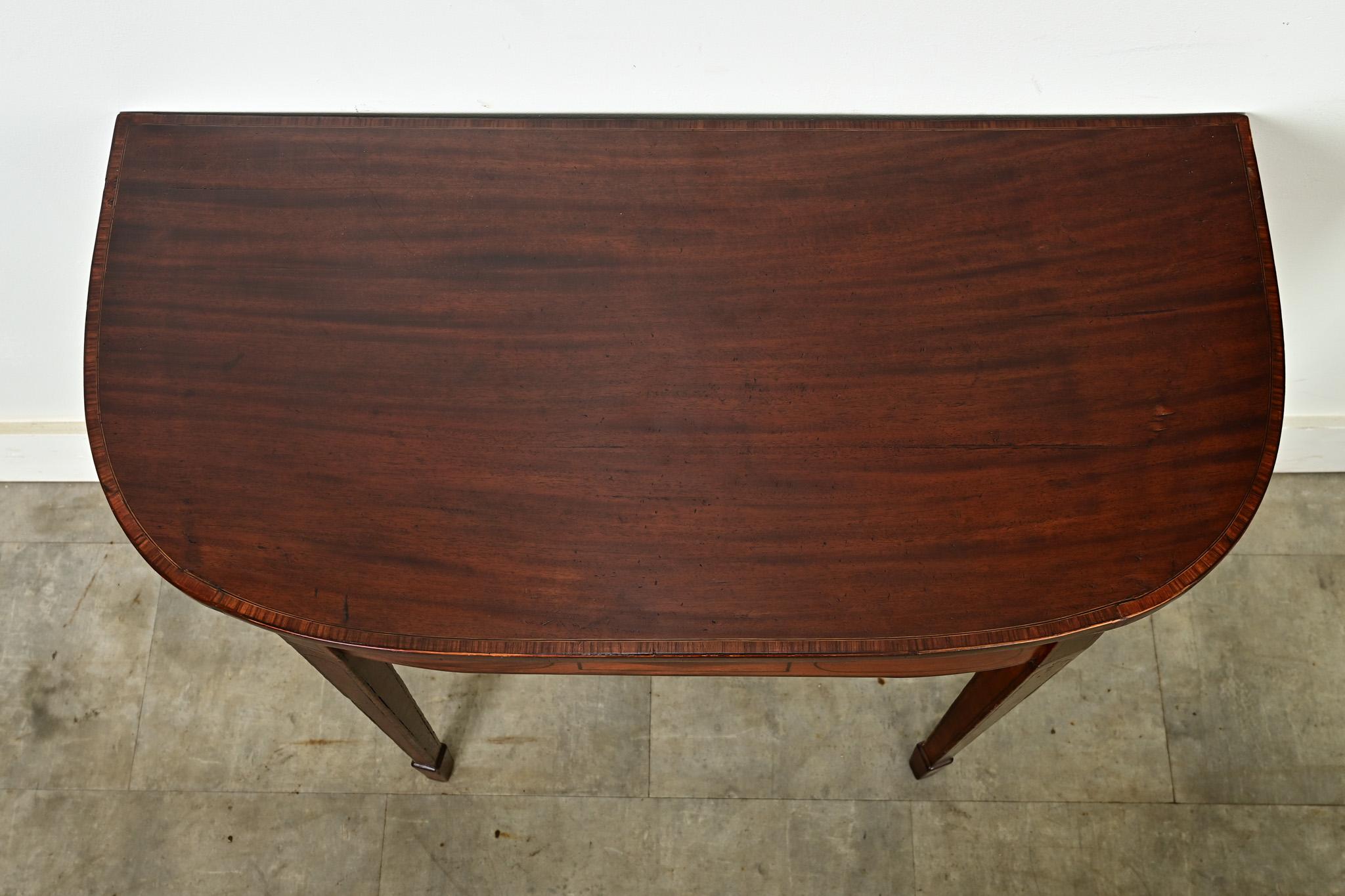 Other English Mahogany Demilune Console Game Table For Sale