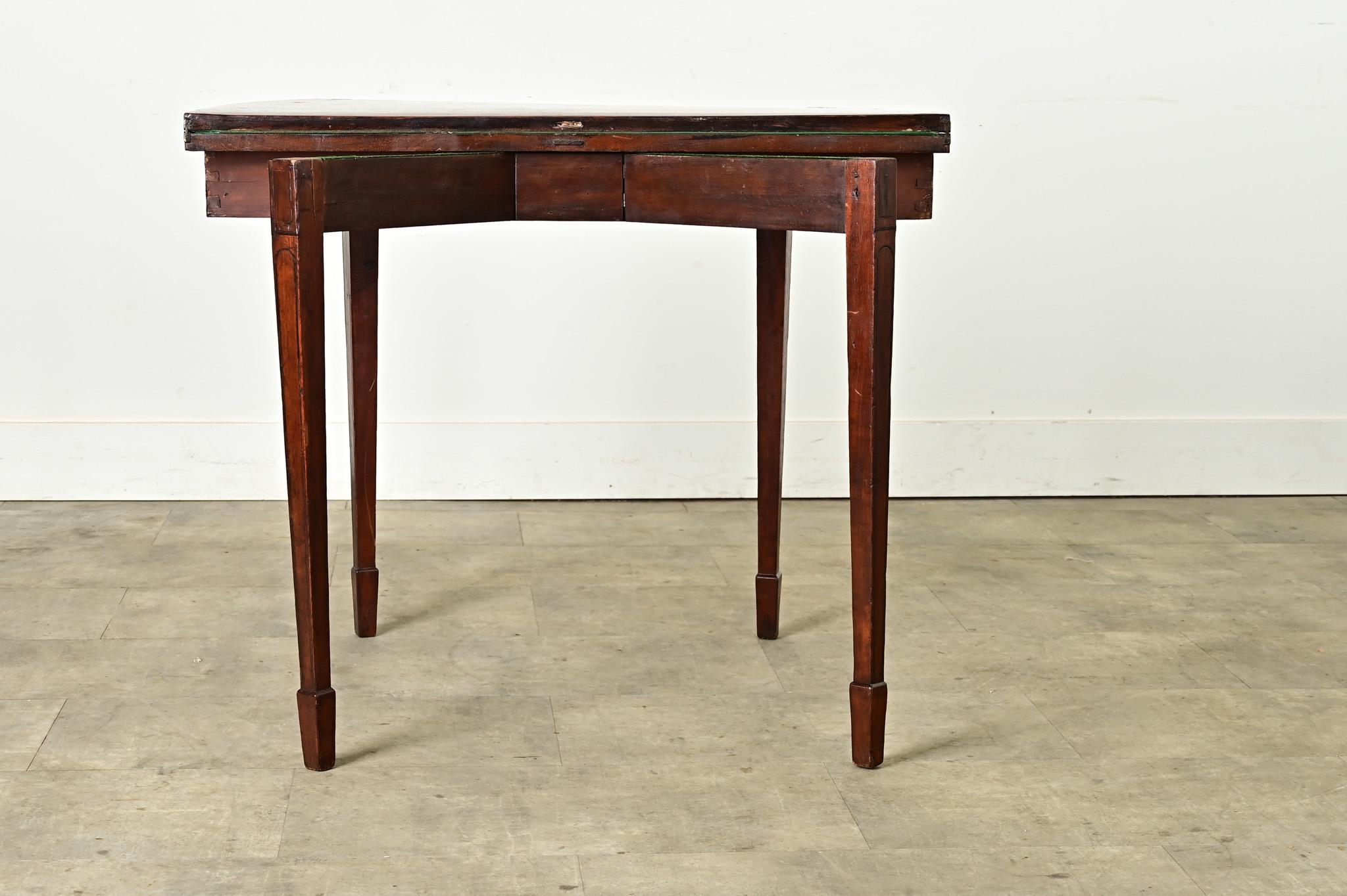 English Mahogany Demilune Console Game Table For Sale 2