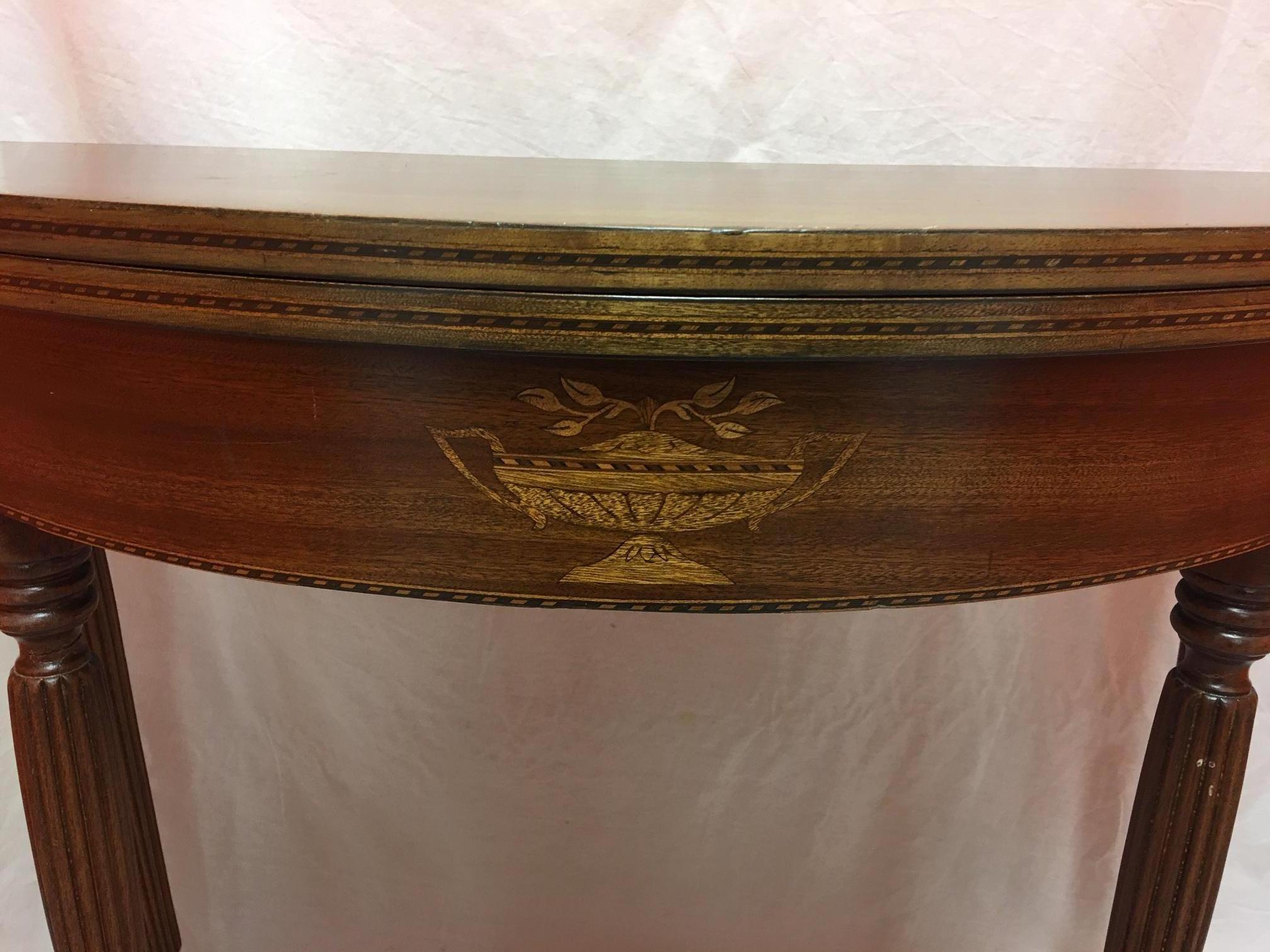 English Mahogany Demilune Table or Center Table, 19th Century In Good Condition In Savannah, GA